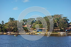 small village of Caraiva, coastal and riverside community located in Porto Seguro, Bahia, Brazil photo