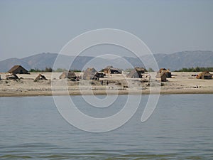 The small village on the coast of Irrawaddy river, Myanmar