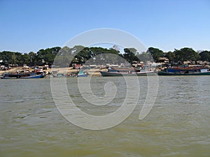 The small village on the coast of Irrawaddy river, Myanmar