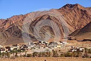 Small village at the foot of the Anti-Atlas mountains in Morocco