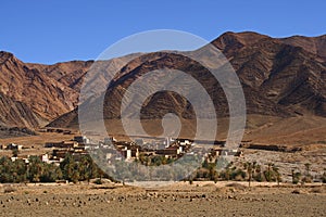 Small village at the foot of the Anti-Atlas mountains in Morocco