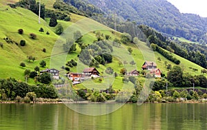 The small village on the hills around Lake Luzern