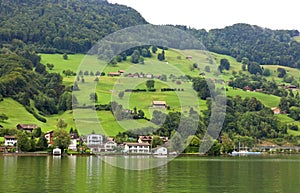 The small village on the hills around Lake Luzern