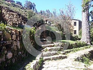 A small village on the Isla Del Sol (Island of the Sun) on the Titicaca lake. Bolivia. . South America