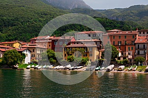 Small village scenic summer view in Como lake, Italy.