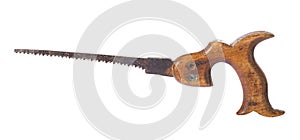 Small vintage handsaw isolated on white background