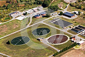 Small wastewater plant, aerial view