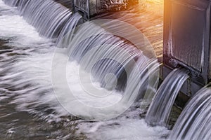 Small water cascade in city park