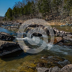 Small water rapids in the Blackk River at Johnson Shut ins in the state of Missouri, USA