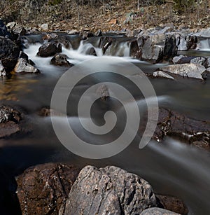 Small water rapids in the Blackk River at Johnson Shut ins in the state of Missouri, USA