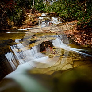 Small waterfall along Cove Creek in Brevard North Carolina, USA