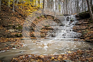 Small Waterfall Cascades into a Pool of Water 2