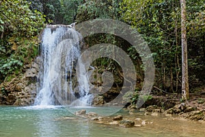 Small waterfall of El Limon cascade, Dominican Republ