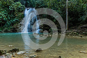 Small waterfall of El Limon cascade, Dominican Republ