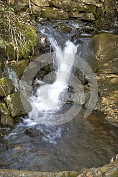 Small waterfall at Fenton Ruby Park in Willington, Connecticut