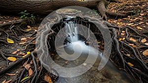Bark of the tree showcases rough textures contrasting with the