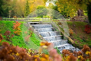 Small waterfall on the grounds of Leeds castle, England