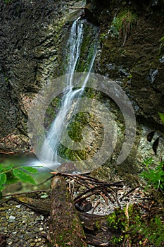 A small waterfall on the hiking trail in the Slovak Paradise National Park