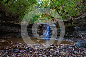 A Small Waterfall - Indy Creek In Independence Park - Marquette Heights, Illinois