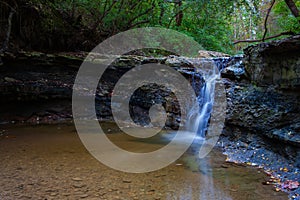 A Small Waterfall - Indy Creek In Independence Park - Marquette Heights, Illinois