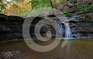 A Small Waterfall - Indy Creek In Independence Park - Marquette Heights, Illinois