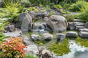 Small waterfall in the Japanese garden