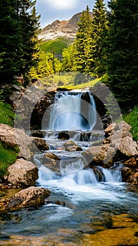 A small waterfall in the middle of a forest