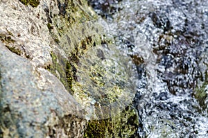Small waterfall mountain stream close up