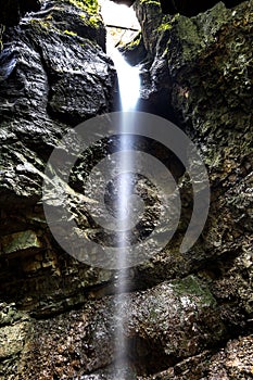 Small waterfall in narrow gorge