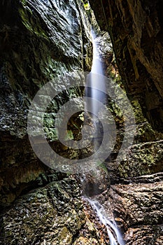 Small waterfall in a narrow gorge