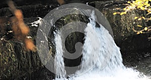 Small Waterfall In Okatse River. Natural Monument In Khoni District Near Kutaisi, Imereti Region, Georgia. Landmark In