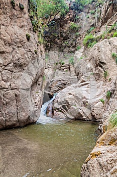 Small waterfall in Quebrada del Colorado canyon near Cafayate, Argenti