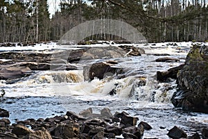 Small waterfall in a river.