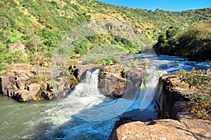 Small waterfall on river