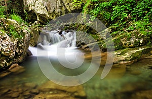 Small waterfall in stream in Gaderska dolina - Slovakia