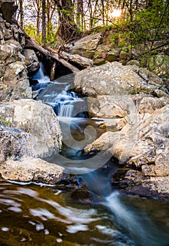 Small waterfall on a stream at Great Falls Park, Virginia.