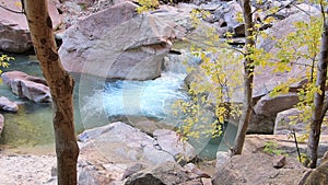 Small Waterfall at Zion National Park Utah Panning Shot