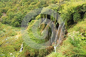 Small waterfalls on Plitvicka Jezera in Croatia