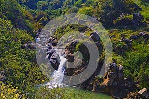 A small waterfalls of Saar stream at Ein Qiniyye Israel