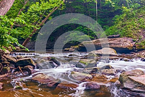 Small waterfalls on Tinker`s creek.Vidaduct park.Bedford.Ohio.USA