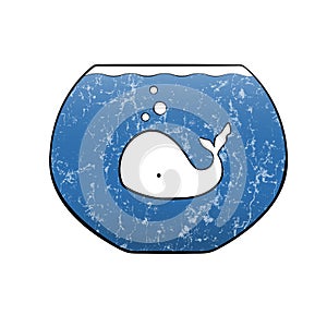Small whale in the round aquarium