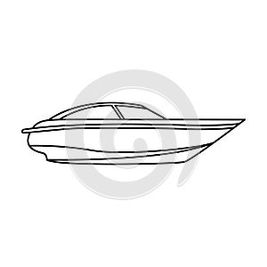 A small white boat with a motor.Boat for speed and competition.Ship and water transport single icon in outline style