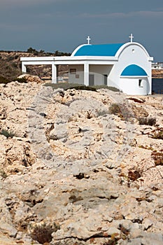 Small white chapel. Cape Greco, Ayia Napa, Cyprus