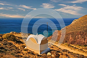 Cycladic church in Anafi island photo