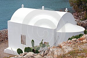 A small white church on the island of Halki