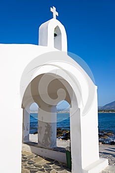 Small white church in sea