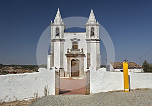 Small white church near Monforte, Portugal