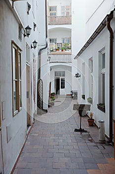 The small white deadlock street in the old city