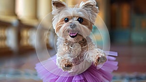 Small White Dog Wearing Pink Tutu