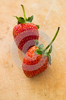 Small white filled with succulent juicy fresh ripe red strawberries